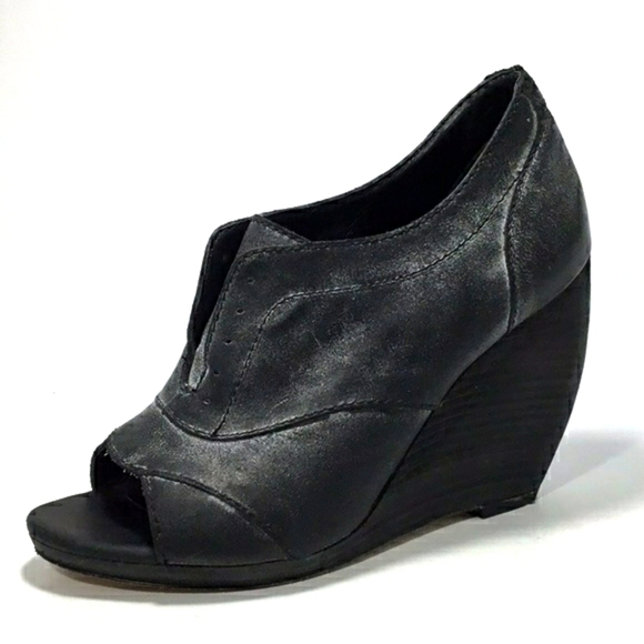 Joe's Jeans Cristy Open Toe Wedge Booties In Charcoal Size 8 - Picture 3 of 13